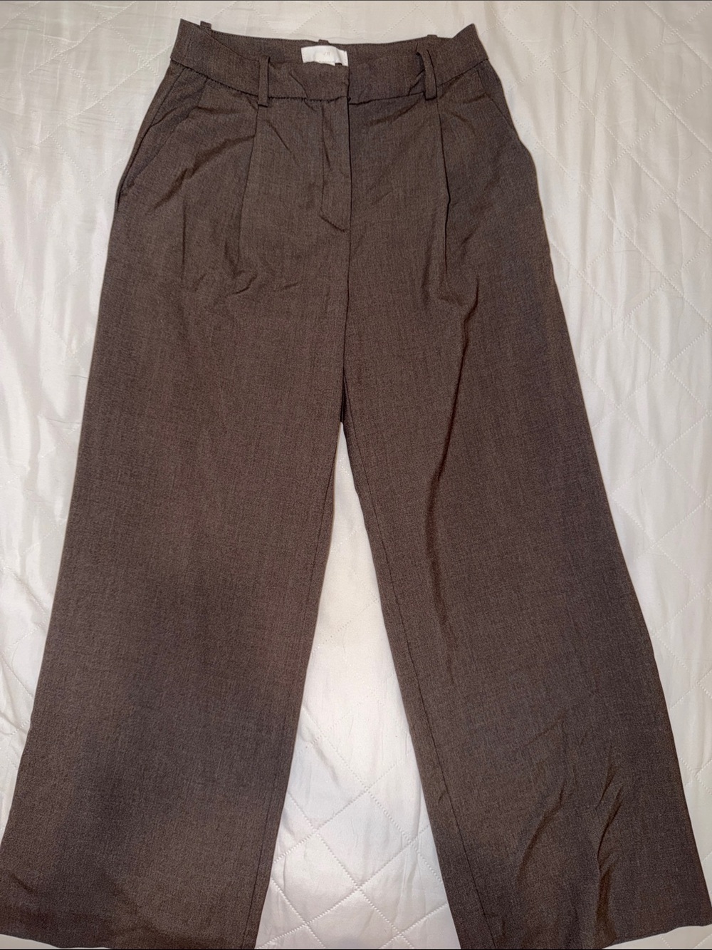 H&M Women's Wide-Leg High-Rise Pants in Brown